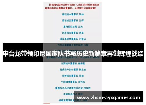 申台龙带领印尼国家队书写历史新篇章再创辉煌战绩 申台龙带领印尼国家队书写历史新篇章再创辉煌战绩